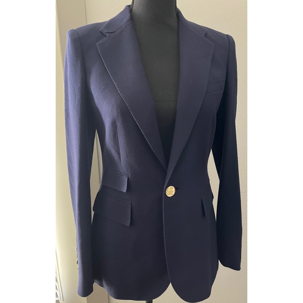 Ralph Lauren Purple Label‎ Parker Cashmere Blazer Navy Silk Lined Italy Size 4